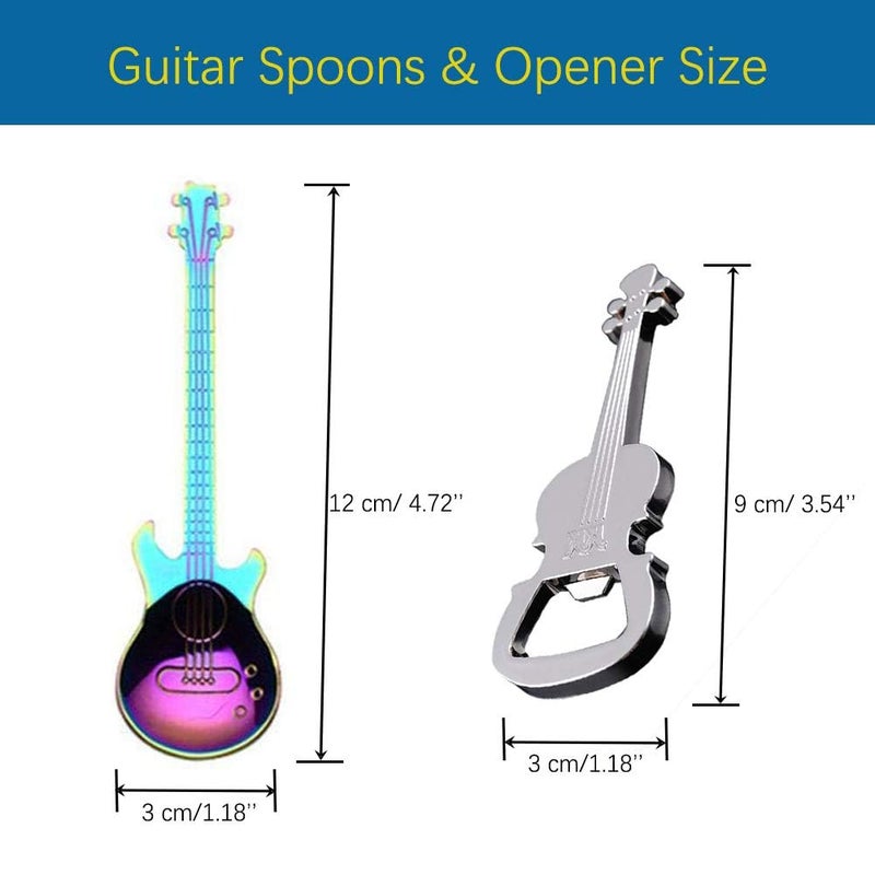ESRISE Guitar Spoons Coffee Teaspoon, ESRISE Musical Tea Spoons Kitchen Gifts for Men, Stainless Steel Cute Teaspoon for Christmas Birthday (Multicolor) - Image 3
